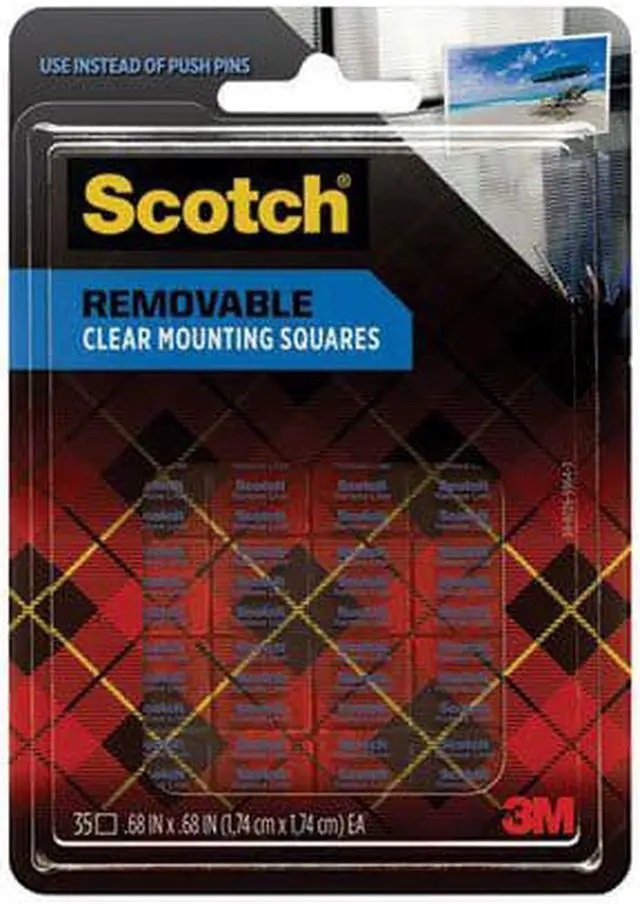 Alt view image 3 of 11 - Scotch Mounting Squares Precut Removable 11/16" x 11/16" Clear 35/Pack 859