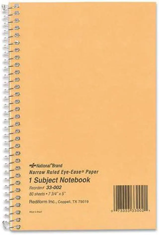 Alt view image 7 of 8 - National Subject Wirebound Notebook Narrow Rule 5 x 7 3/4 Green 80 Sheets 33002