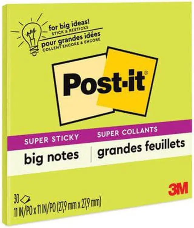 Alt view image 4 of 20 - 3M Notepad Post-it Big Notes Super Sticky 30 Shts 11"x11" GN BN11G