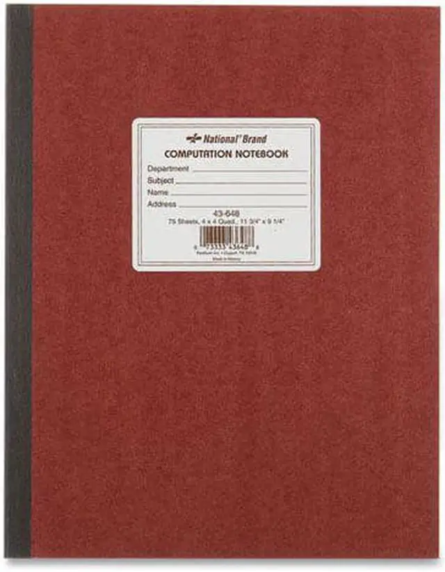 Alt view image 2 of 13 - National Computation Book Quadrille Rule 9 1/4 x 11 3/4 Green 75 Sheets 43648