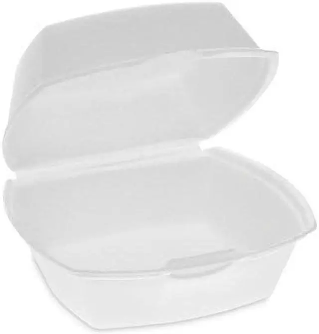 Alt view image 9 of 11 - Pactiv Foam Hinged Lid Containers, Single Tab Lock, 5.13 x 5.13 x 2.5, WE