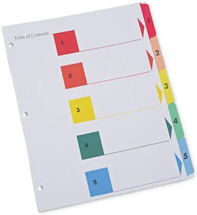 Alt view image 2 of 9 - UNIVERSAL Table of Contents Dividers Assorted Color 5-Tab 1-5 Letter White 6