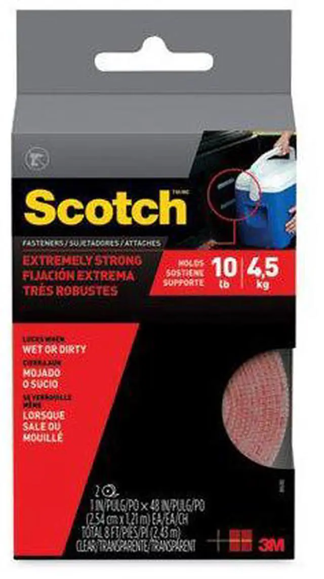 Alt view image 8 of 15 - Scotch Extreme Fasteners, 1" X 4 Ft, Clear, 2/Pack RF6740