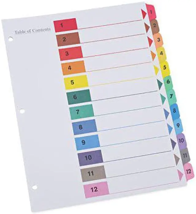 Alt view image 3 of 10 - UNIVERSAL Table of Contents Dividers Assorted Color 12-Tab 1-12 Letter White 6