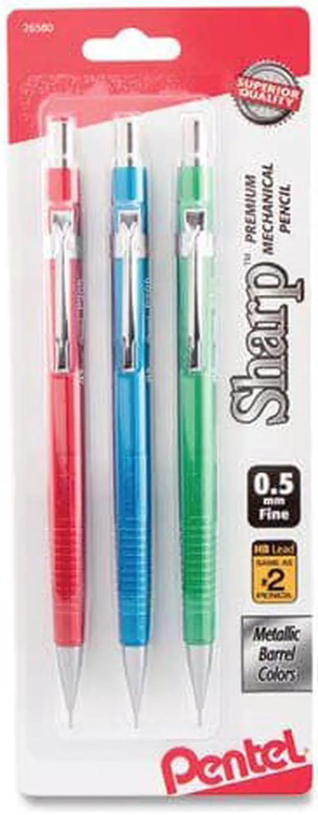 Alt view image 4 of 7 - Pentel Sharp Mechanical Drafting Pencil 0.5 mm Assorted Metallic Barrels 3/Pack P205MBP3M1