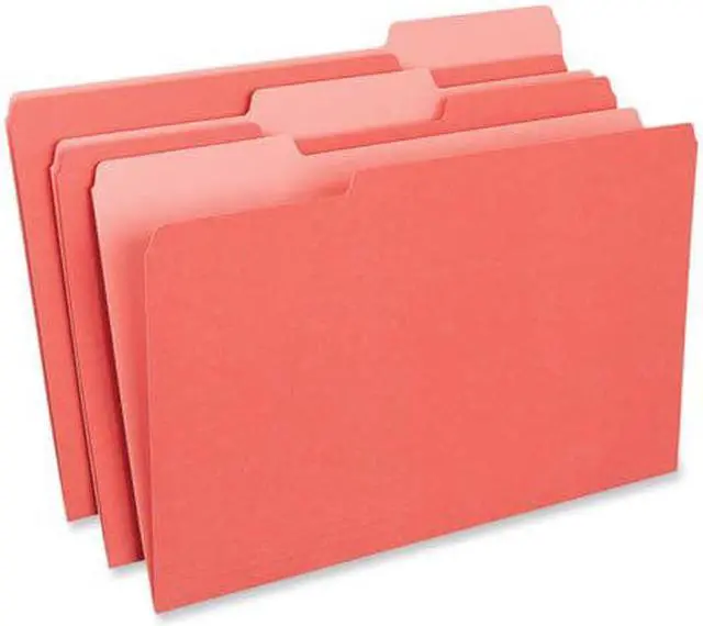 Alt view image 2 of 10 - UNIVERSAL Recycled Interior File Folders 1/3 Cut Top Tab Legal Red 100/Box 15303
