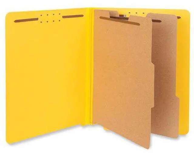 Alt view image 3 of 3 - Pressboard End Tab Classification Folders, Letter, Six-Section, Yellow