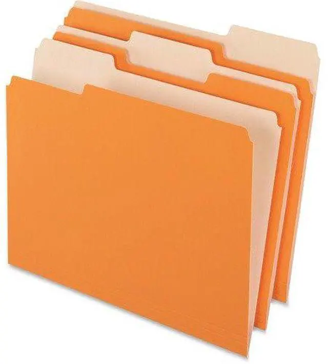 Alt view image 3 of 10 - Pendaflex 1521/3ORA Two-Tone File Folders- 1/3 Cut- Top Tab- Letter- Orange/Light Orange- 100/Box