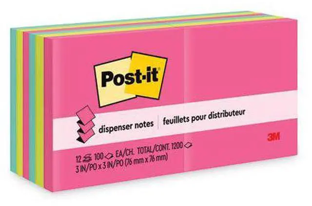 Alt view image 15 of 20 - 3M R33012AN Pop-Up Refills  3 x 3  Five Neon Colors  12 100-Sheets  Pads Pack