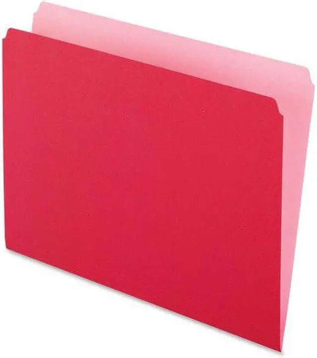 Alt view image 3 of 10 - Pendaflex Colored File Folders Straight Cut Top Tab Letter Red/Light Red 100/Box 152RED