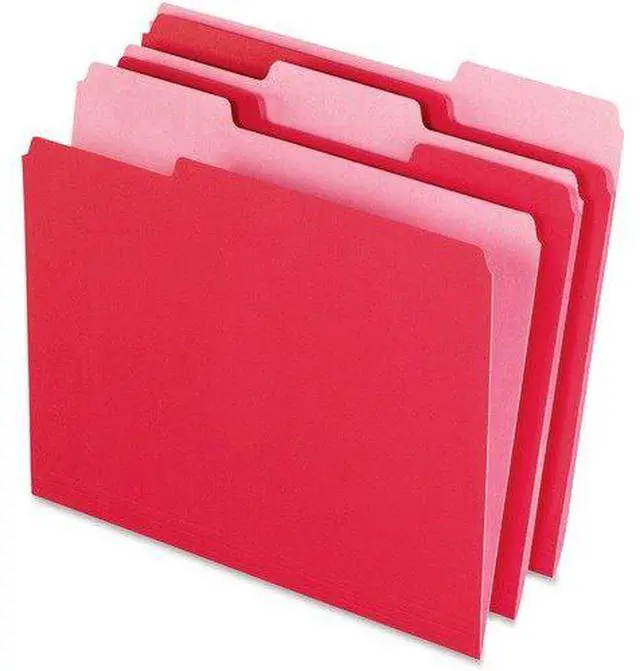 Alt view image 4 of 10 - Pendaflex Colored File Folders 1/3 Cut Top Tab Letter Red/Light Red 100/Box 15213RED