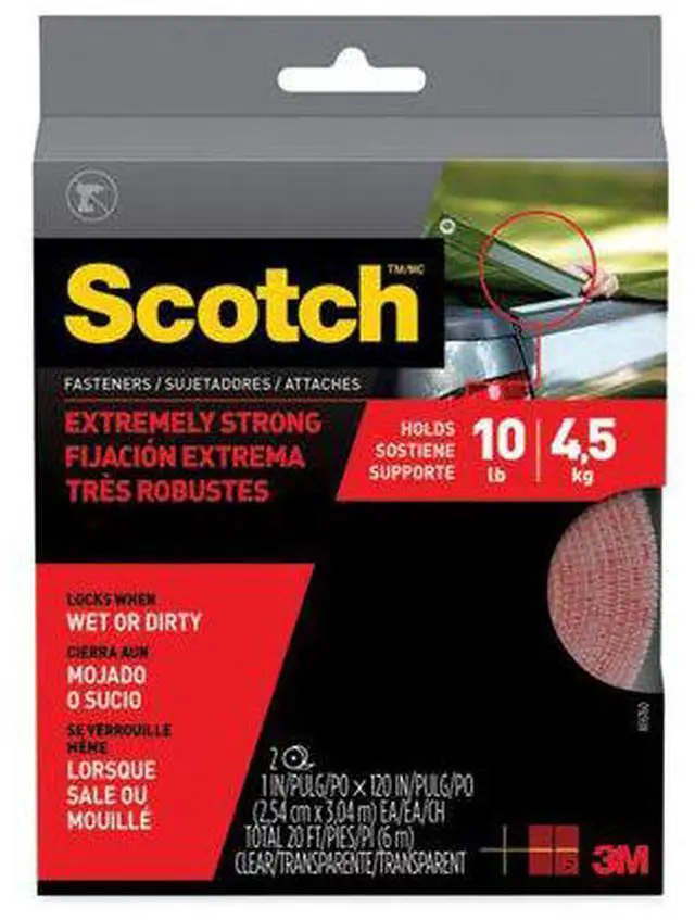 Alt view image 12 of 17 - 3M Scotch RF6760 Extreme Fasteners, Clear, 1" x 10 ft