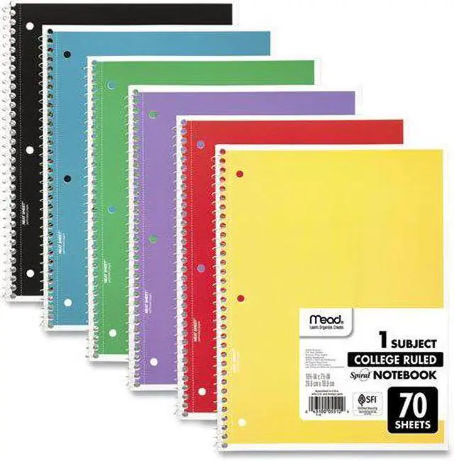 Alt view image 7 of 13 - Mead Spiral Notebook College Rule 10 1/2" x 8" 70 Pages 6 Books/Pack 73065