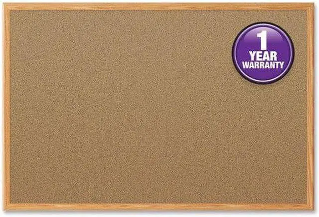 Alt view image 2 of 9 - Mead Bulletin Board, 36 in. H, 48 in. W, Oak  Includes Mounting Hardware 85367