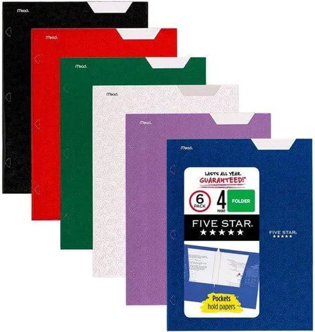 Alt view image 3 of 5 - Mead Products 38058 9.5 x 12.5 in. 4-Pocket Plastic Folder, Quick-View, Traditional Design - Assorted