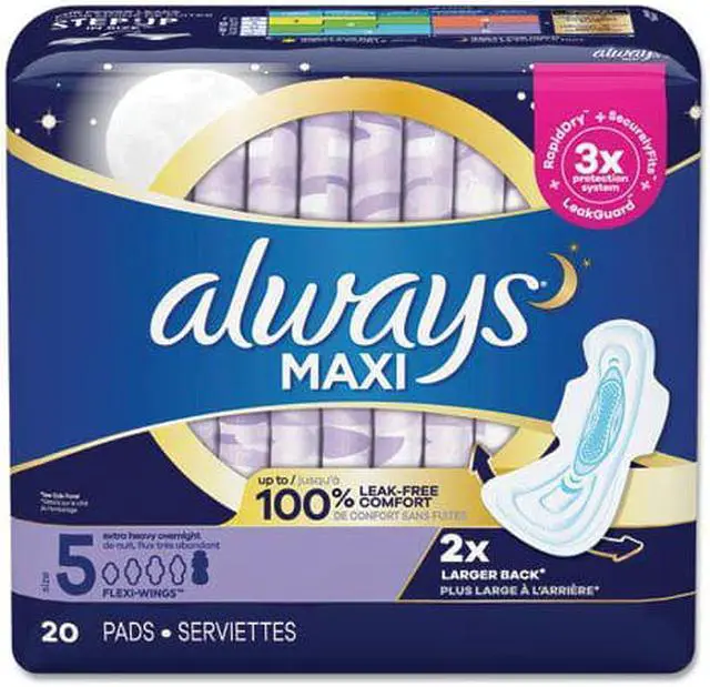 Alt view image 2 of 7 - Procter & Gamble PGC17902 Always Maxi Pads Overnight Extra Heavy Flow - 20 Count