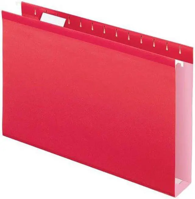 Alt view image 3 of 15 - Pendaflex Reinforced 2" Extra Capacity Hanging Folders 1/5 Tab Legal Red 25/Box 4153X2RED