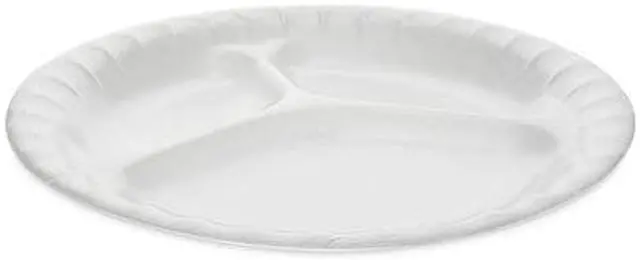 Alt view image 7 of 8 - Pactiv Foam Dinnerware 3-Compartment Plate 8.88 Diam 0TK100110000