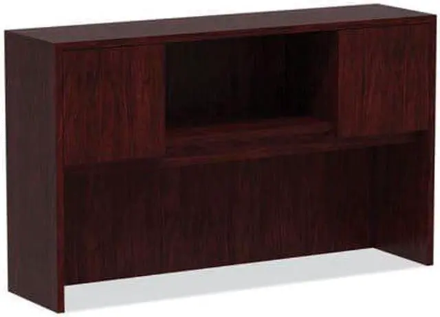 Alt view image 3 of 16 - Alera Valencia Series Hutch with Doors, 58 7/8w x 15d x 35 1/2h, Mahogany