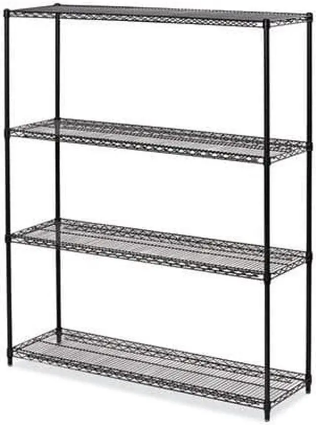 Alt view image 5 of 12 - Alera - 4TIND6018BA - All-Purpose Wire Shelving Starter Kit, 4-Shelf, 60 x 18 x 72, Black Anthracite+