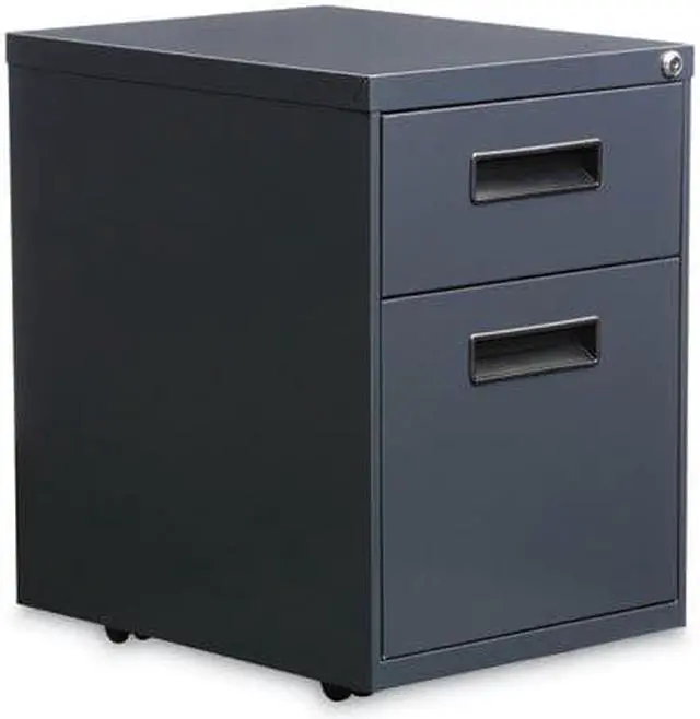 Alt view image 3 of 5 - Alera - PABFCH - Two-Drawer Metal Pedestal File, 14 7/8w x 19 1/8d x 21 3/4h, Charcoal