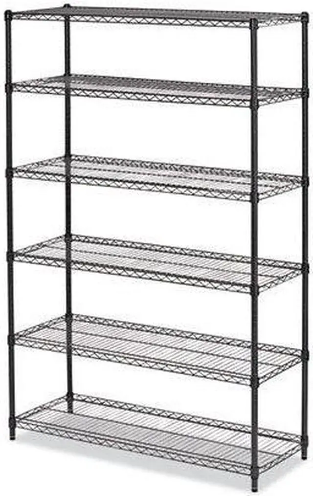 Alt view image 4 of 19 - Alera - 6TCOM4818BA - Commercial Wire Shelving, Six-Shelf, 48w x 18d x 72h, Black Anthracite