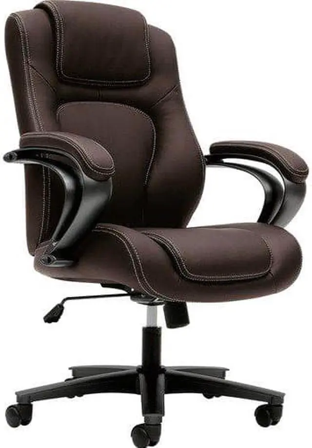 Alt view image 8 of 14 - HON Managerial Office Chair- High-Back Computer Desk Chair with Loop Arms,  Brown (VL402)