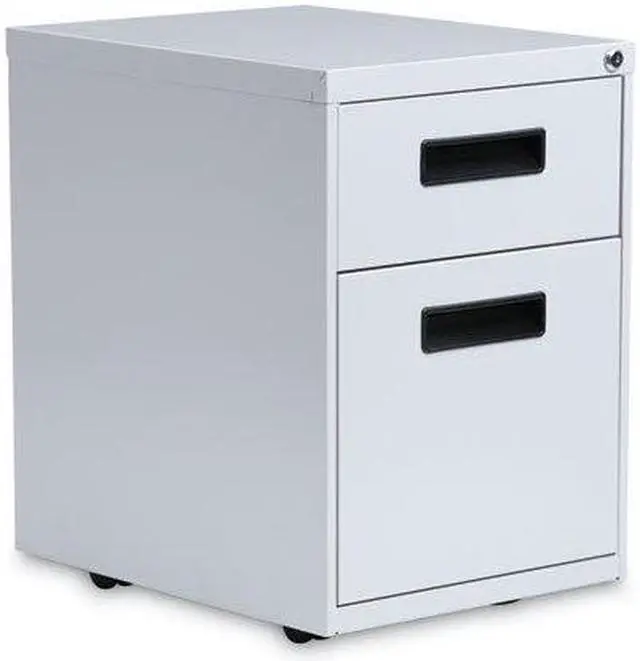 Alt view image 6 of 7 - Alera - PABFLG - Two-Drawer Metal Pedestal File, 14 7/8w x 19 1/8d x 21 3/4h, Light Gray