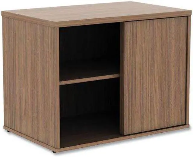 Alt view image 13 of 20 - Alera Open Office Low Storage Cabinet Credenza 29 1/2 x 19 1/8x 22 7/8 Walnut LS593020WA