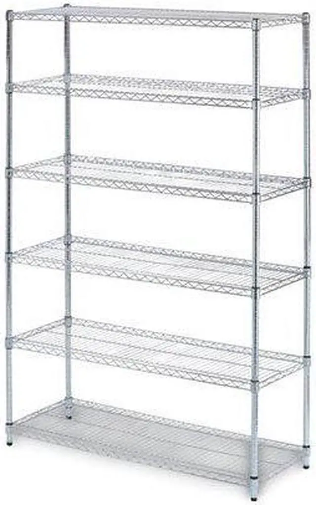 Alt view image 3 of 15 - Alera - 6TCOM1848SR - Commercial Wire Shelving, Six-Shelf, 48w x 18d x 72h, Silver