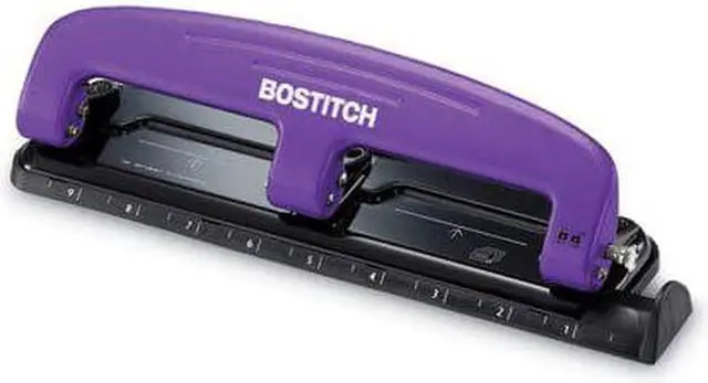 Alt view image 3 of 5 - Accentra 2105 12-Sheet Capacity Compact Three-Hole Punch, Rubber Base, Purple-Black