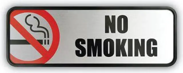 Alt view image 3 of 3 - Consolidated Stamp 098207 Brush Metal Office Sign, No Smoking - Silver & Red