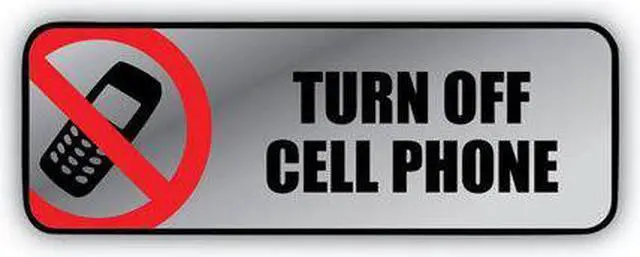 Alt view image 4 of 5 - COSCO 098211 Brushed Metal Office Sign, Turn Off Cell Phone, 9 x 3, Silver/Red