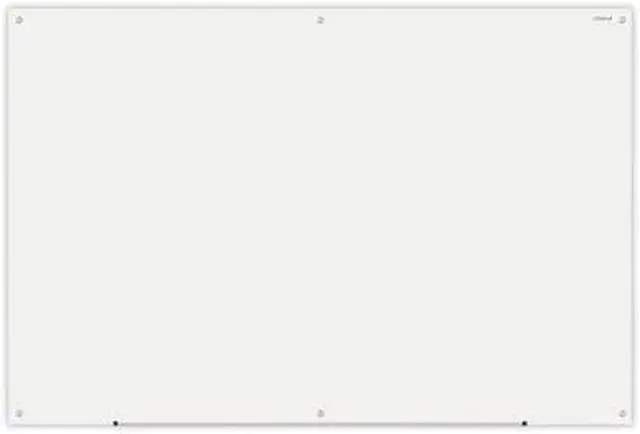 Alt view image 2 of 3 - Universal Frameless Glass Marker Board, 72" X 48", White UNV43234 Includes marker holder and mounting kit