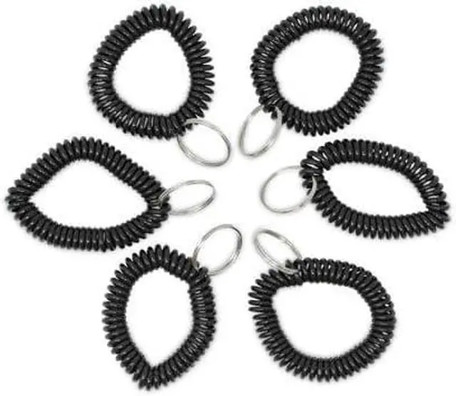 Alt view image 4 of 14 - Universal Wrist Coil Plus Key Ring Plastic Black 6/Pack 56050