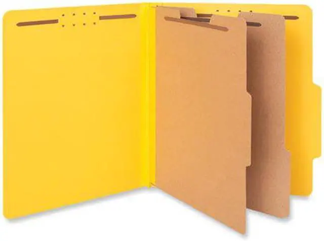 Alt view image 3 of 7 - Pressboard Classification Folders, Letter, Six-Section, Yellow, 10/Box