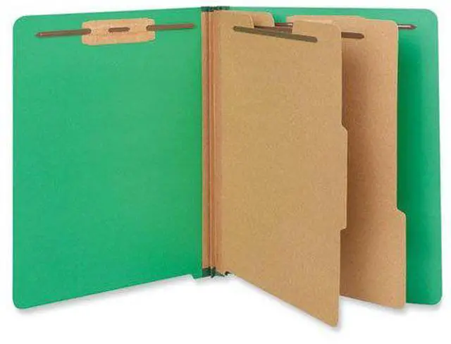 Alt view image 3 of 3 - Pressboard End Tab Folders, Letter, Six-Section, Green, 10/Box