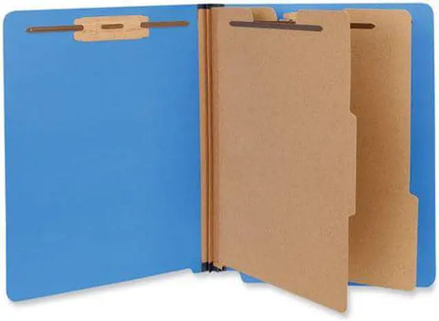 Alt view image 3 of 3 - Pressboard End Tab Classification Folders, Letter, Six-Section, Blue,