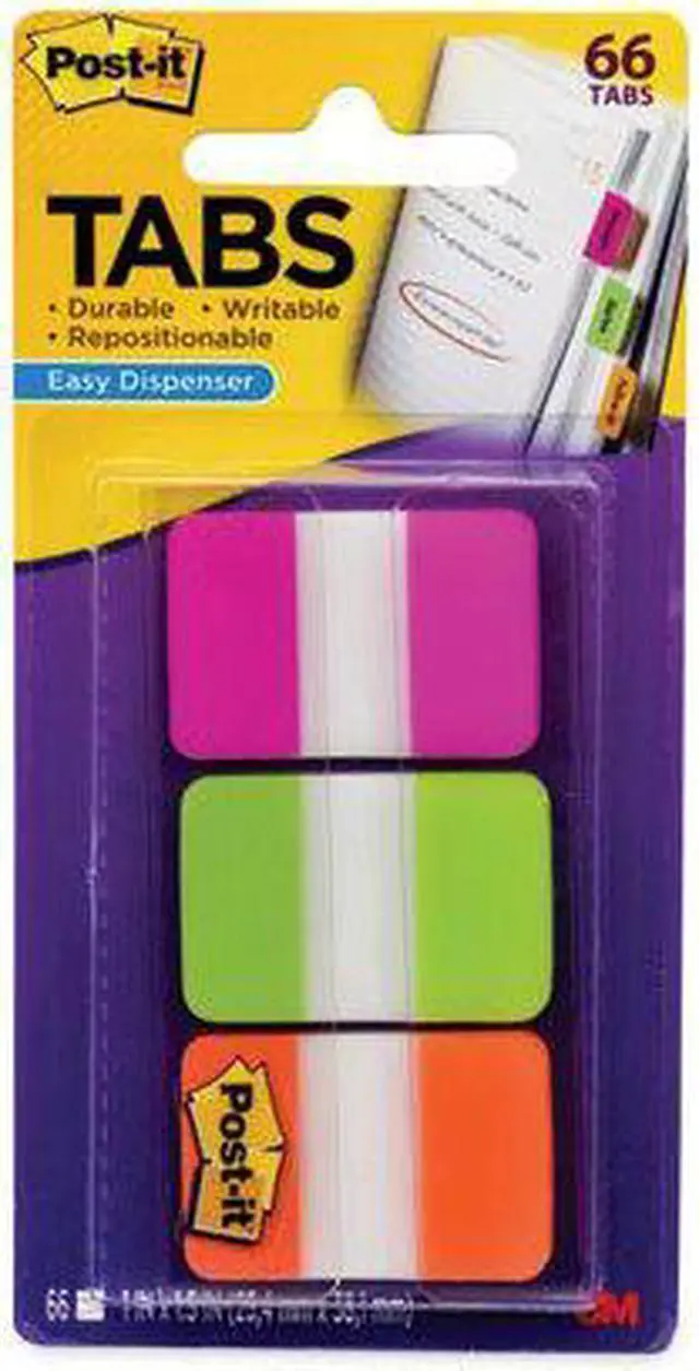 Alt view image 6 of 18 - Post-It Tabs 1" Tabs, 1/5-Cut Tabs, Assorted Brights, 1" Wide, 66/Pack 686PGO