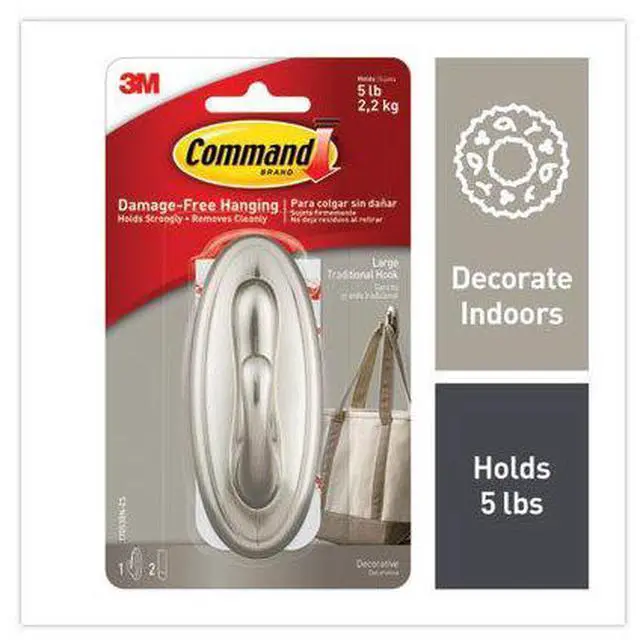 Alt view image 3 of 19 - 3M Command Lrg Nickel Hook 17053BN-ES Unit: EACH