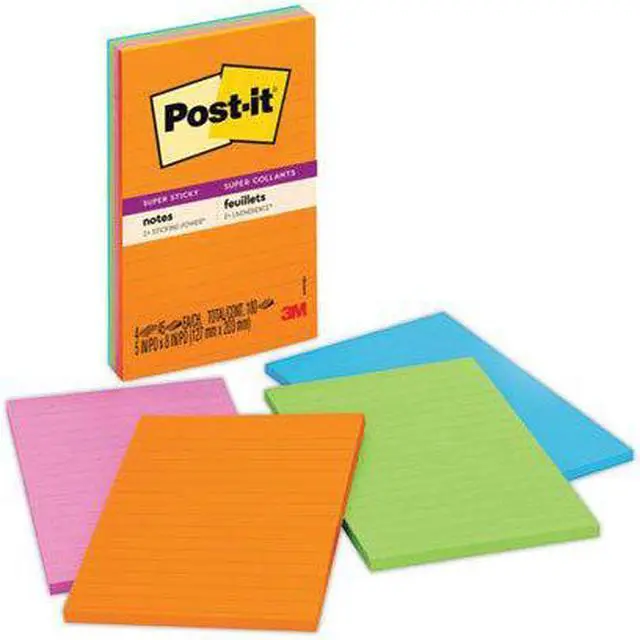 Alt view image 6 of 12 - Post-it Pads in Rio de Janeiro Colors Lined 5 x 8 45-Sheet 4/Pack 5845SSUC