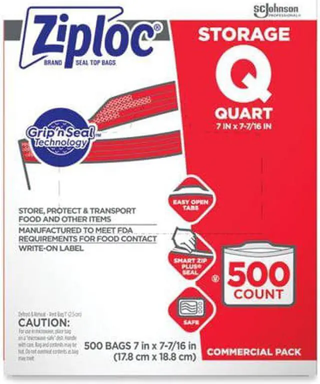 Main image of Ziploc Double Zipper 1 Quart Food Storage Bags, 500 Bags (SJN682256)