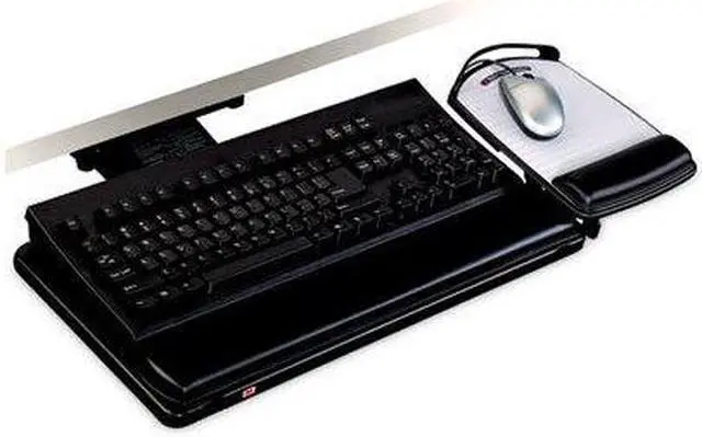 Alt view image 17 of 20 - 3M Knob Adjust Keyboard Tray With Highly Adjustable Platform Black AKT80LE