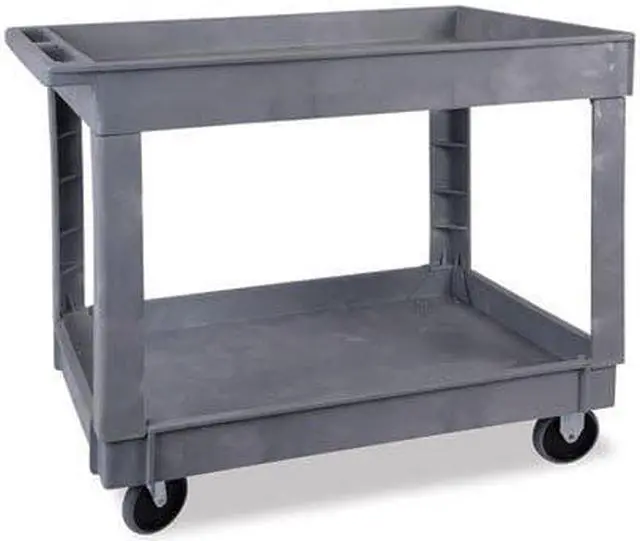 Alt view image 4 of 5 - Rubbermaid Commercial Products Utility Cart with Deep Lipped Plastic Shelves