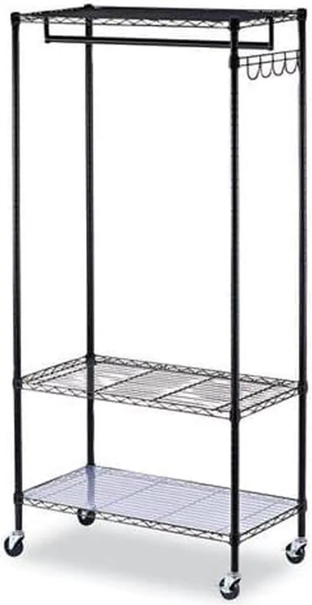 Alt view image 8 of 19 - Alera WIRE SHELVING GARMENT RACK, 30 GARMENTS, 36W X 18D X 75H, BLACK ALEGR363618BL