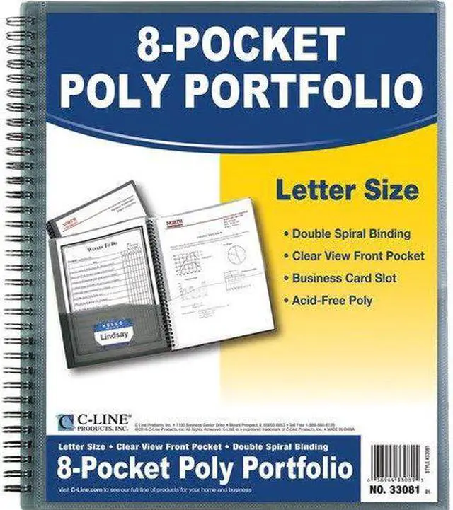 Alt view image 9 of 9 - C-Line Eight-Pocket Portfolio Polypropylene 8 1/2 x 11 Smoke 33081