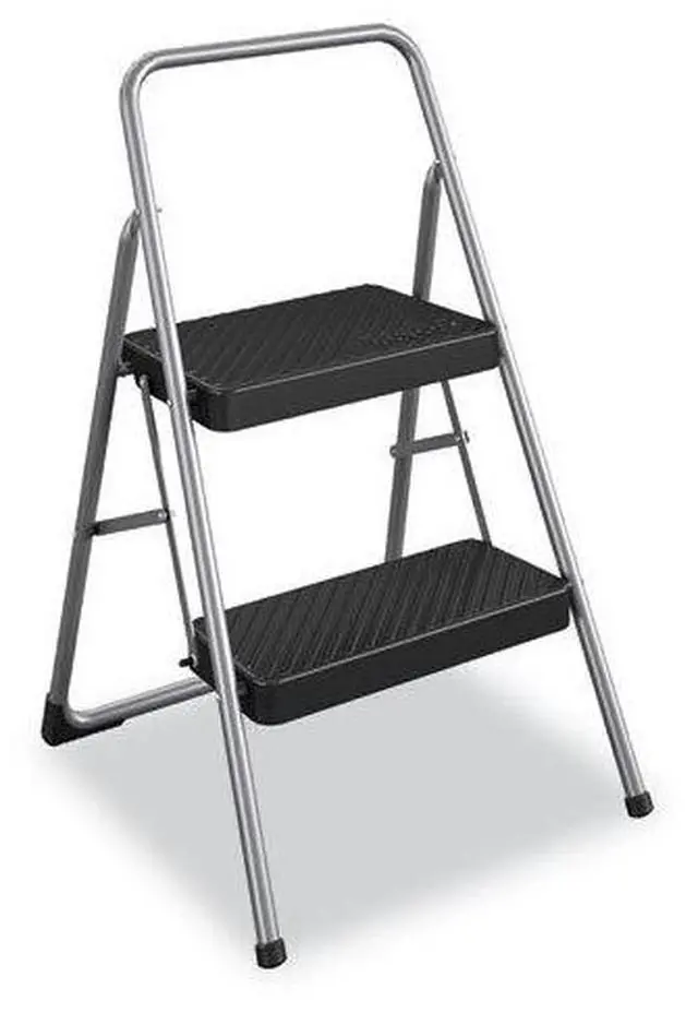 Alt view image 2 of 2 - Cosco 2-Step Folding Steel Step Stool 200lb Cap 17.38wx18dx28.13h Cool Gray