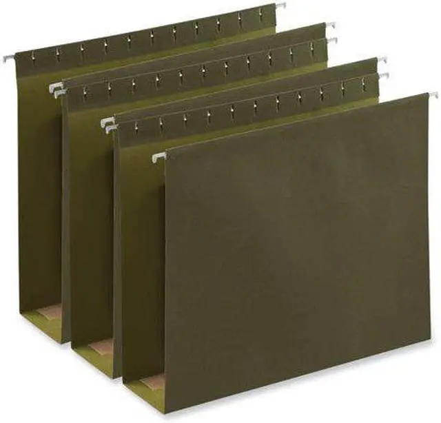 Alt view image 3 of 14 - UNIVERSAL Three Inch Box Bottom Pressboard Hanging Folder Letter Standard Green
