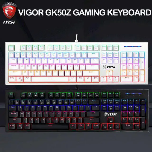 Alt view image 7 of 7 - MSI GK50Z Mechanical Keyboard with Detachable Wrist Rest, Ergonomic Design,RGB LED Backlit,Cool Exterior Anti-splash 104Keys Gaming Keyboard for Gaming and Office, Wired Keyboard for Mac/PC/Laptop