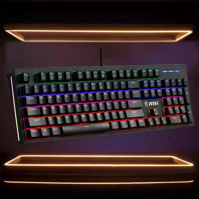Alt view image 4 of 7 - MSI GK50Z Mechanical Keyboard with Detachable Wrist Rest, Ergonomic Design,RGB LED Backlit,Cool Exterior Anti-splash 104Keys Gaming Keyboard for Gaming and Office, Wired Keyboard for Mac/PC/Laptop